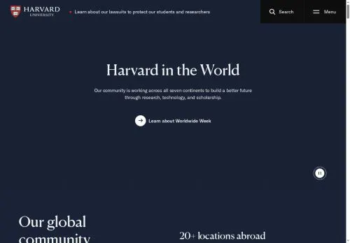 Screenshot of harvard.edu