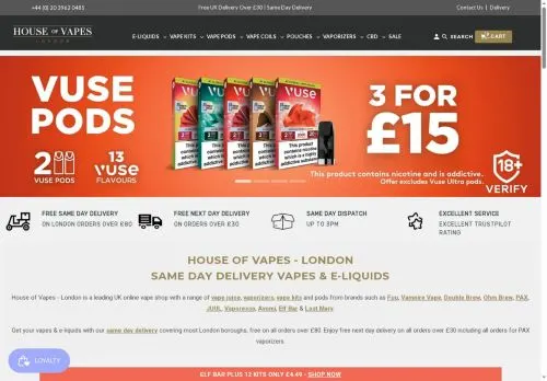 houseofvapeslondon.co.uk képernyőképe