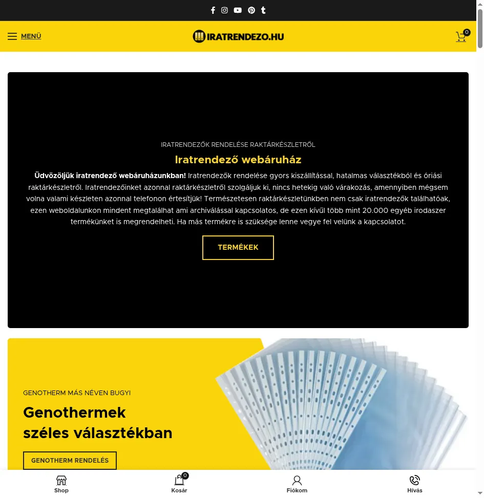 Iratrendező webáruház