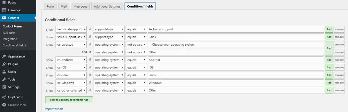 Conditional Fields for Contact Form 7