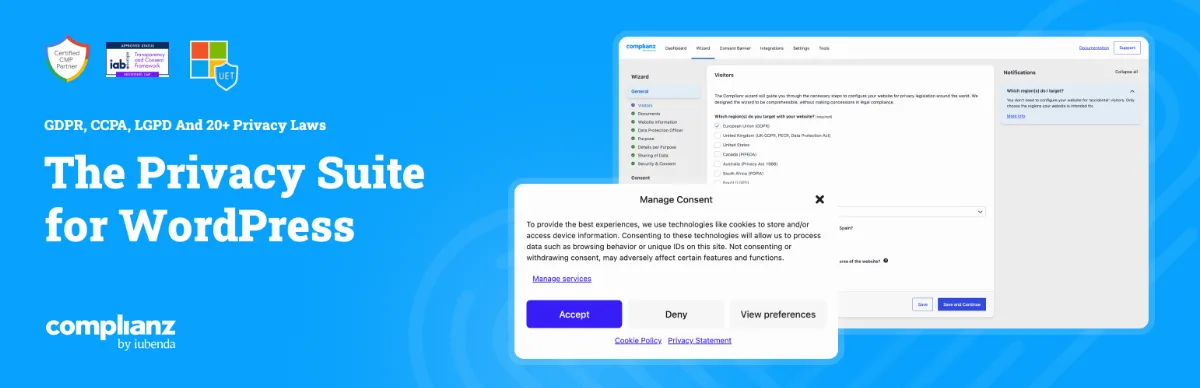 Complianz GDPR/CCPA Cookie Consent Banner